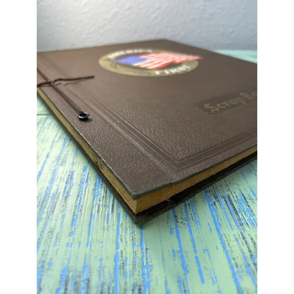 Vintage 1940s WWII Era Mastercraft America First Flag Scrapbook Album 12x15